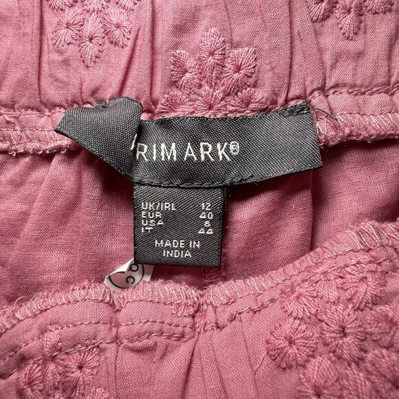 Primark Pink Boho Floral Cotton Elastic Waist Shorts- Size 8 US Embroidered - Picture 4 of 5